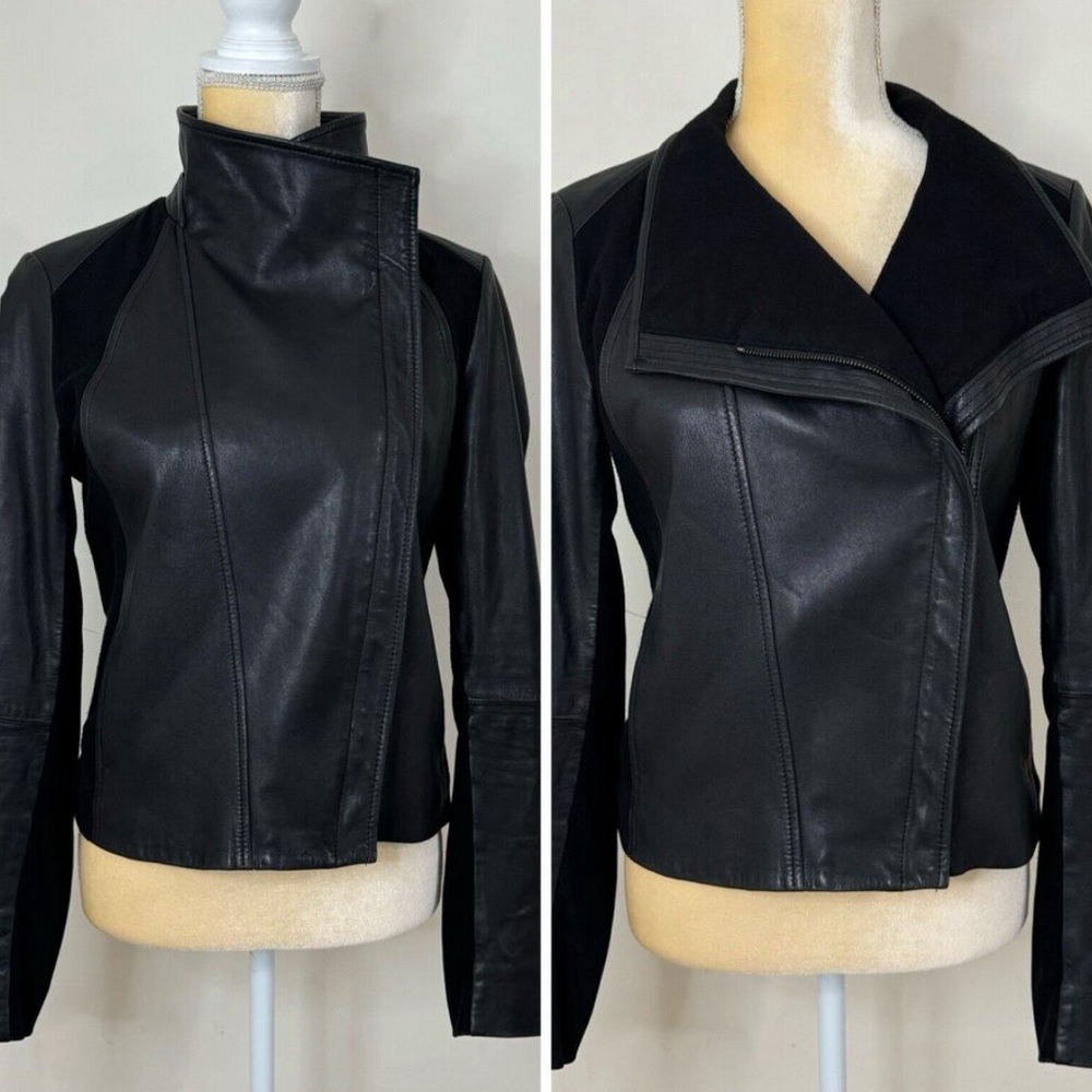 Vince Black Asymmetrical Leather Jacket • Size Medium